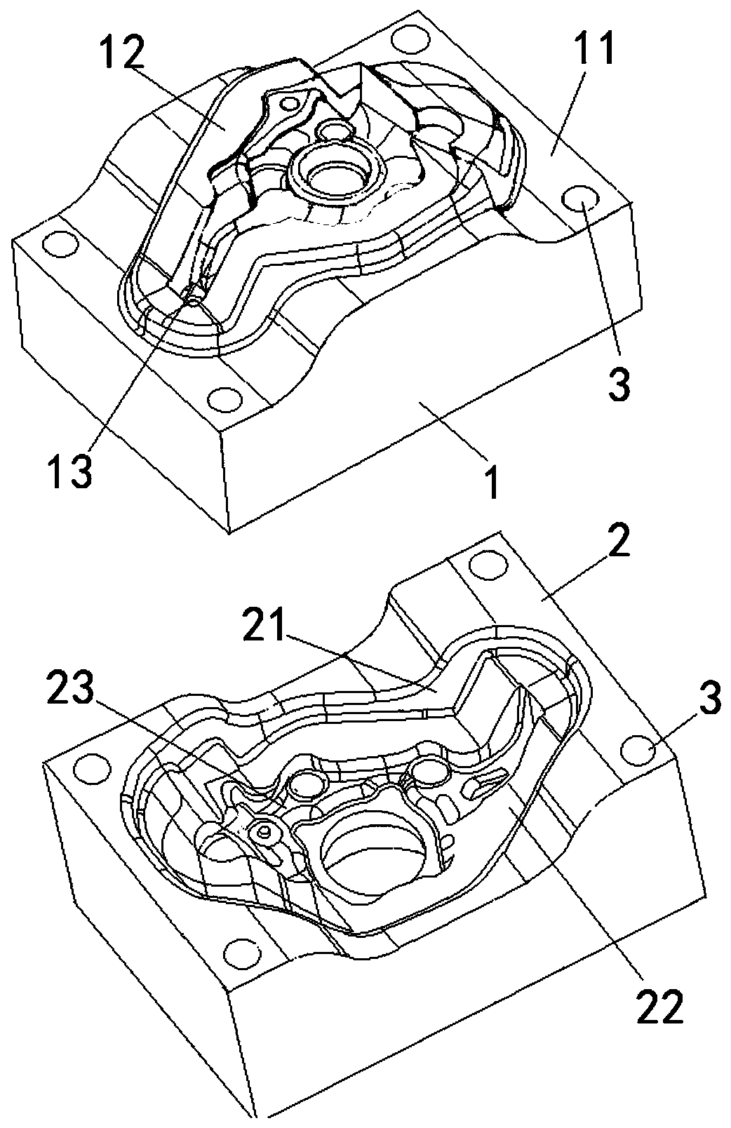 Aluminum alloy casting die with ridge surfaces