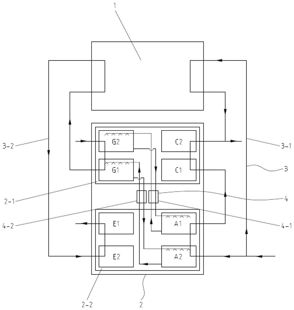 Split absorbing-type heat exchange unit and heat exchange method thereof