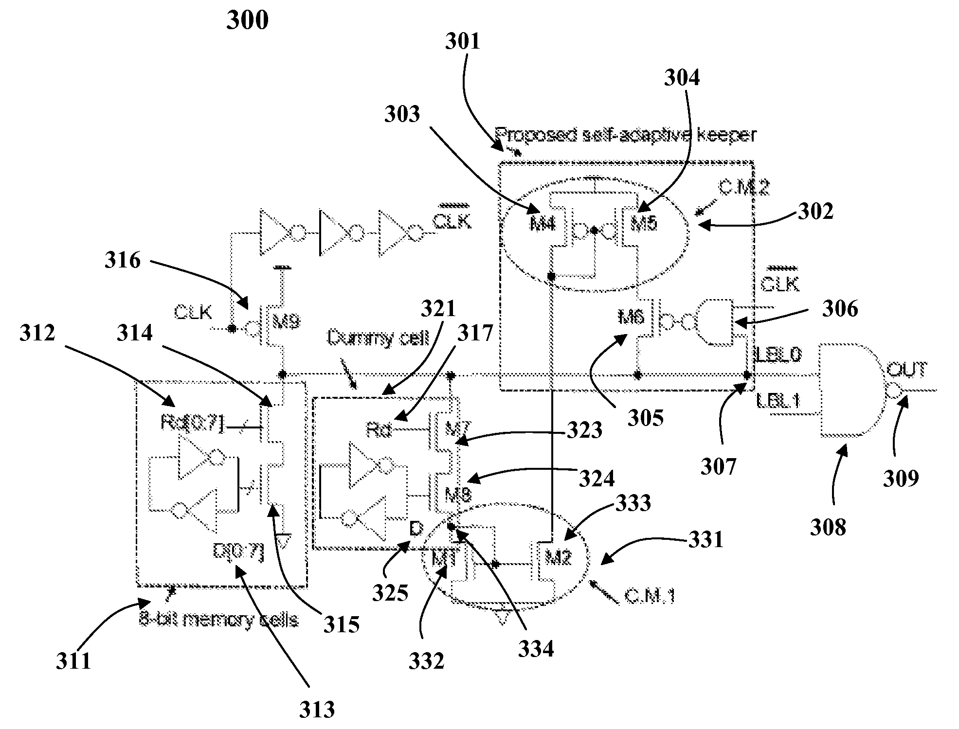 Compensation for leakage current variation by the utilization of an automatic self-adaptive keeper