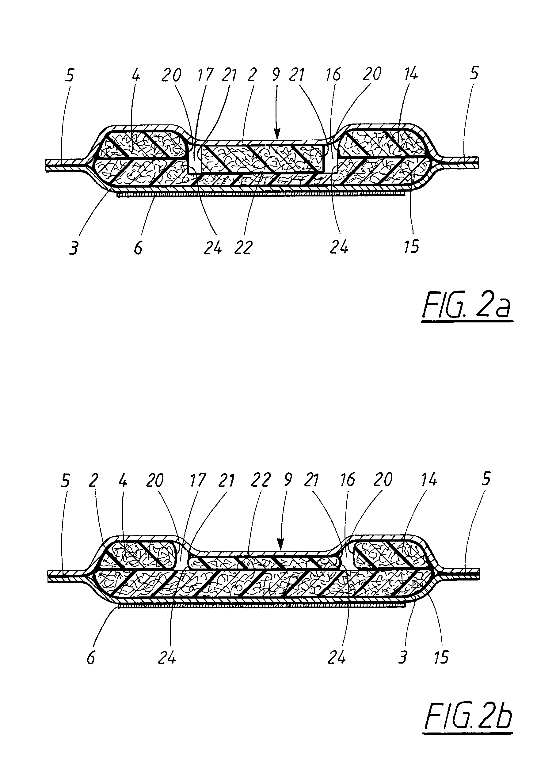 Absorbent product with improved instantaneous liquid absorption, and improved fit