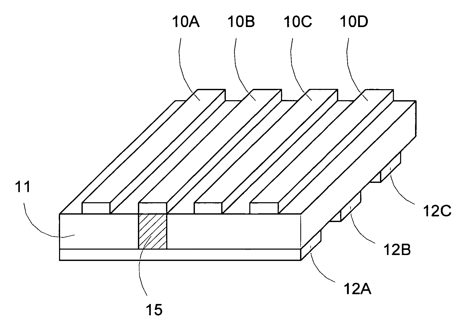 Thin film non volatile memory device scalable to small sizes