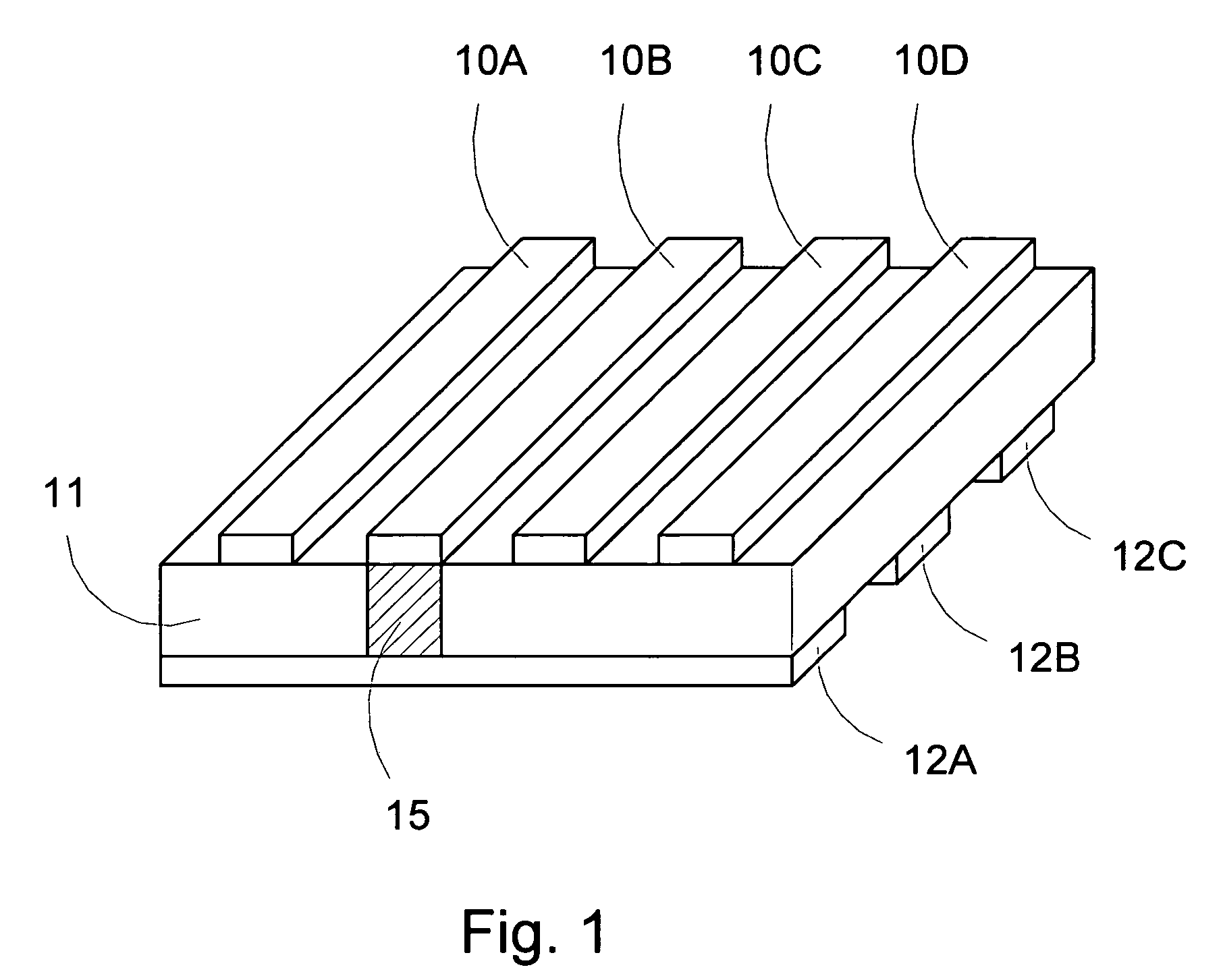 Thin film non volatile memory device scalable to small sizes