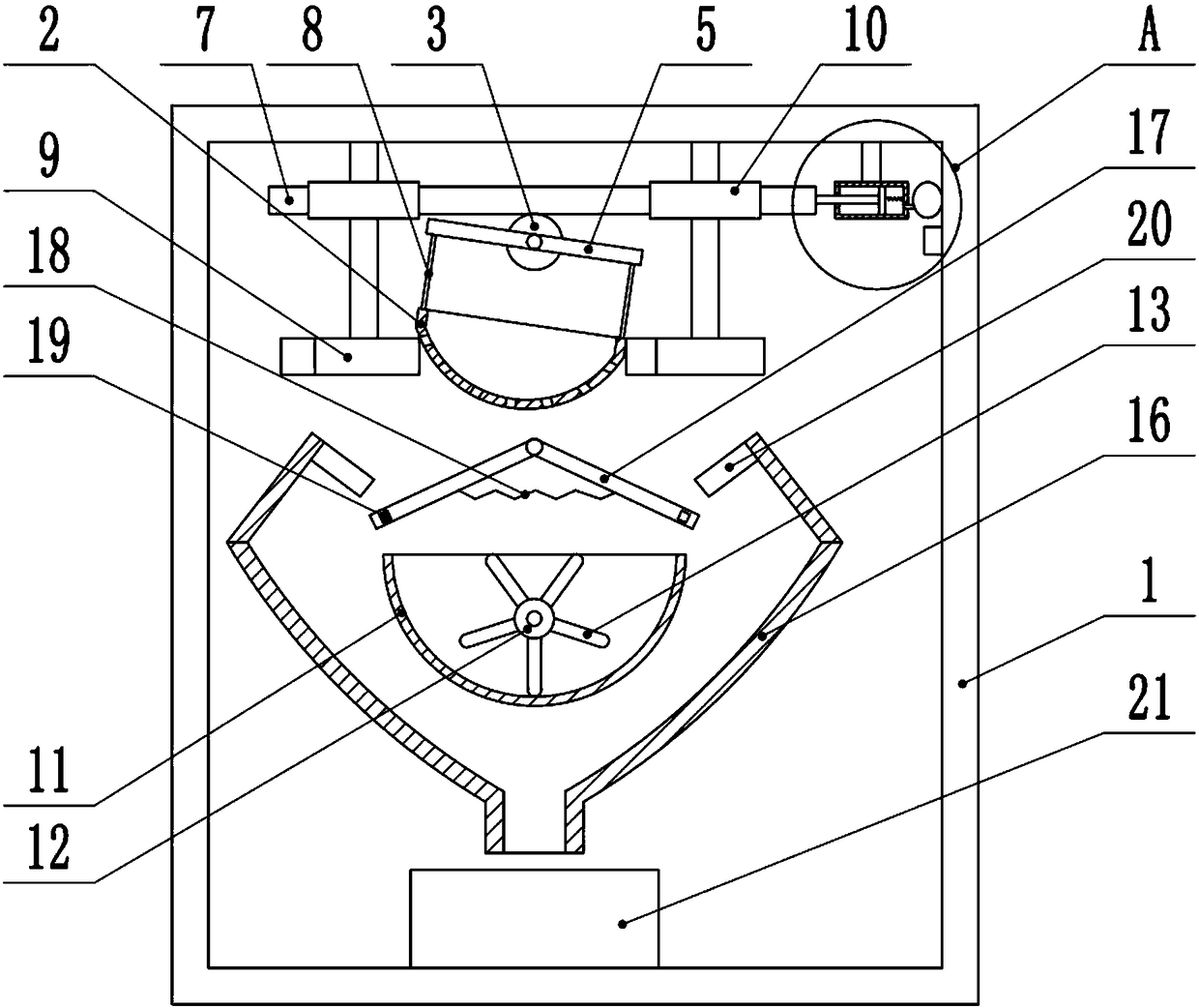 Tea stir-frying device with screening function