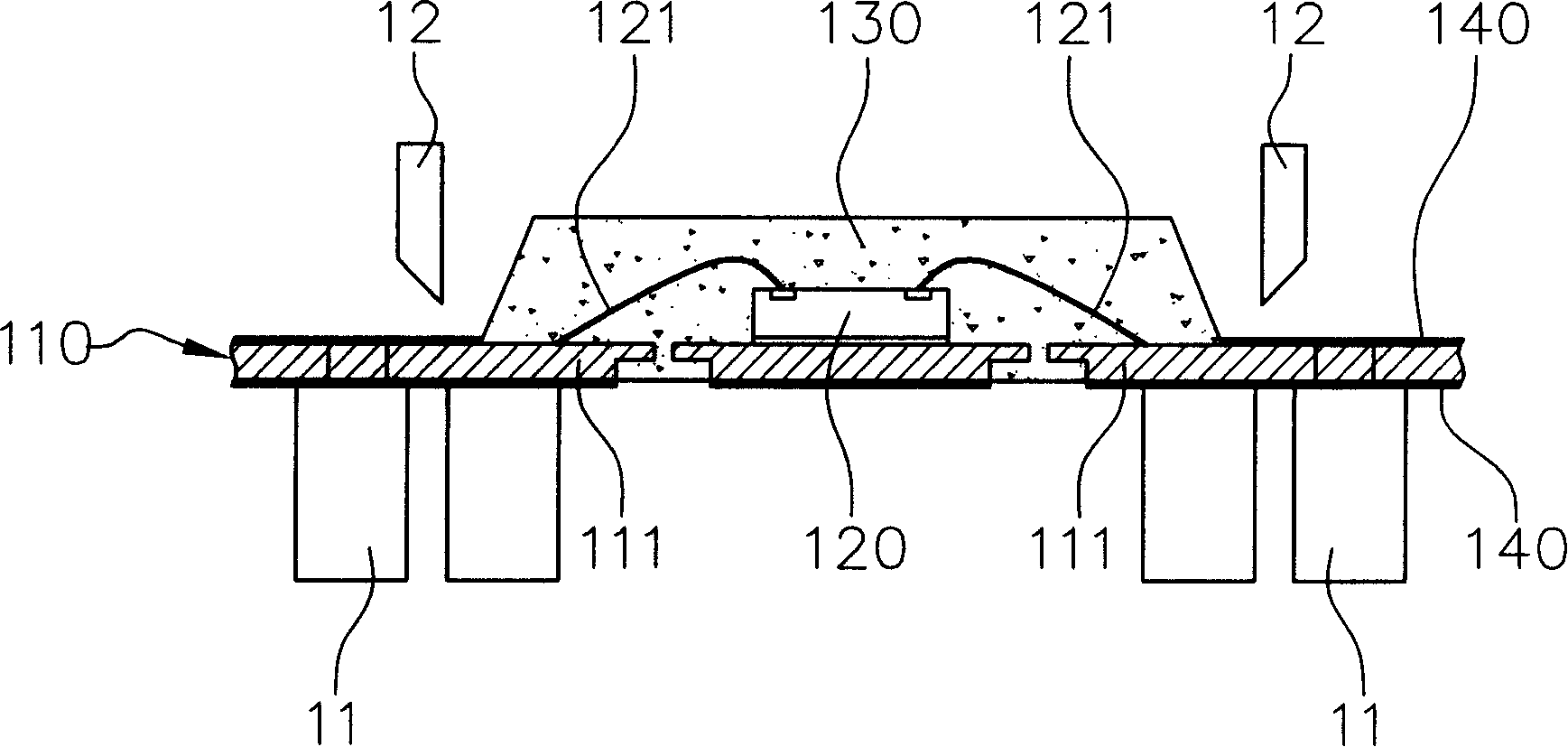 Blanking type encapsulation constitution without external pin and manufacturing method thereof