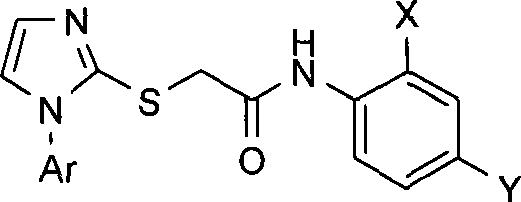 N-substituted phenyl-2-(1-aryl-1H-imidazolyl-2-sulfhydryl) acetamides derivates, preparation method thereof and application