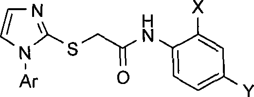 N-substituted phenyl-2-(1-aryl-1H-imidazolyl-2-sulfhydryl) acetamides derivates, preparation method thereof and application