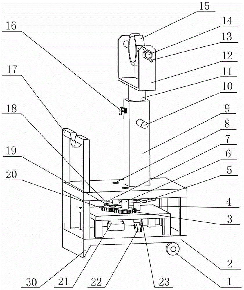 Semi-automatic fire-fighting lance carrying rack with two degrees of freedom