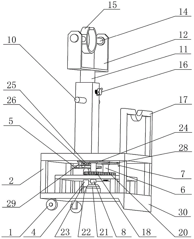 Semi-automatic fire-fighting lance carrying rack with two degrees of freedom