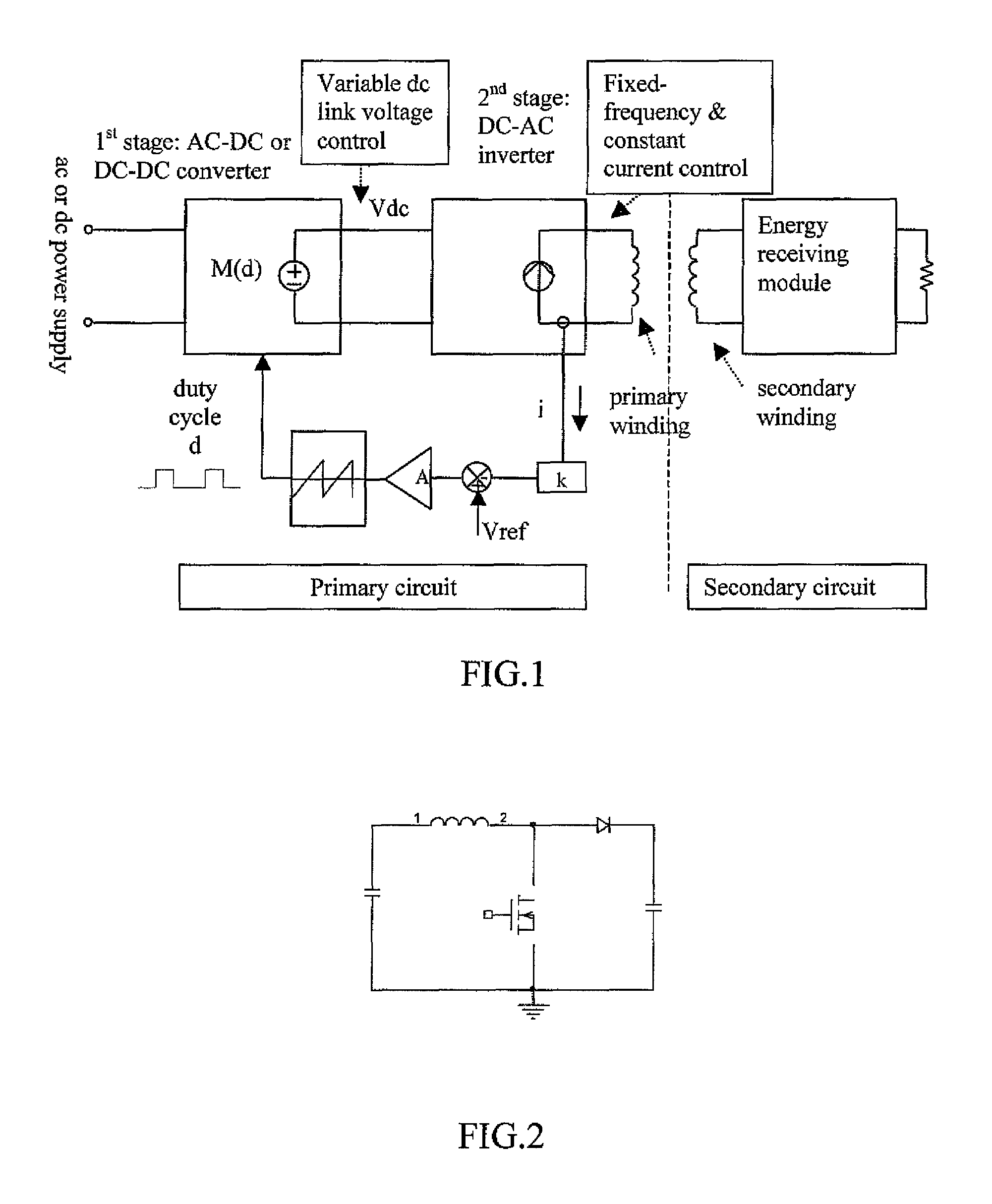 Electronic control method for a planar inductive battery charging apparatus