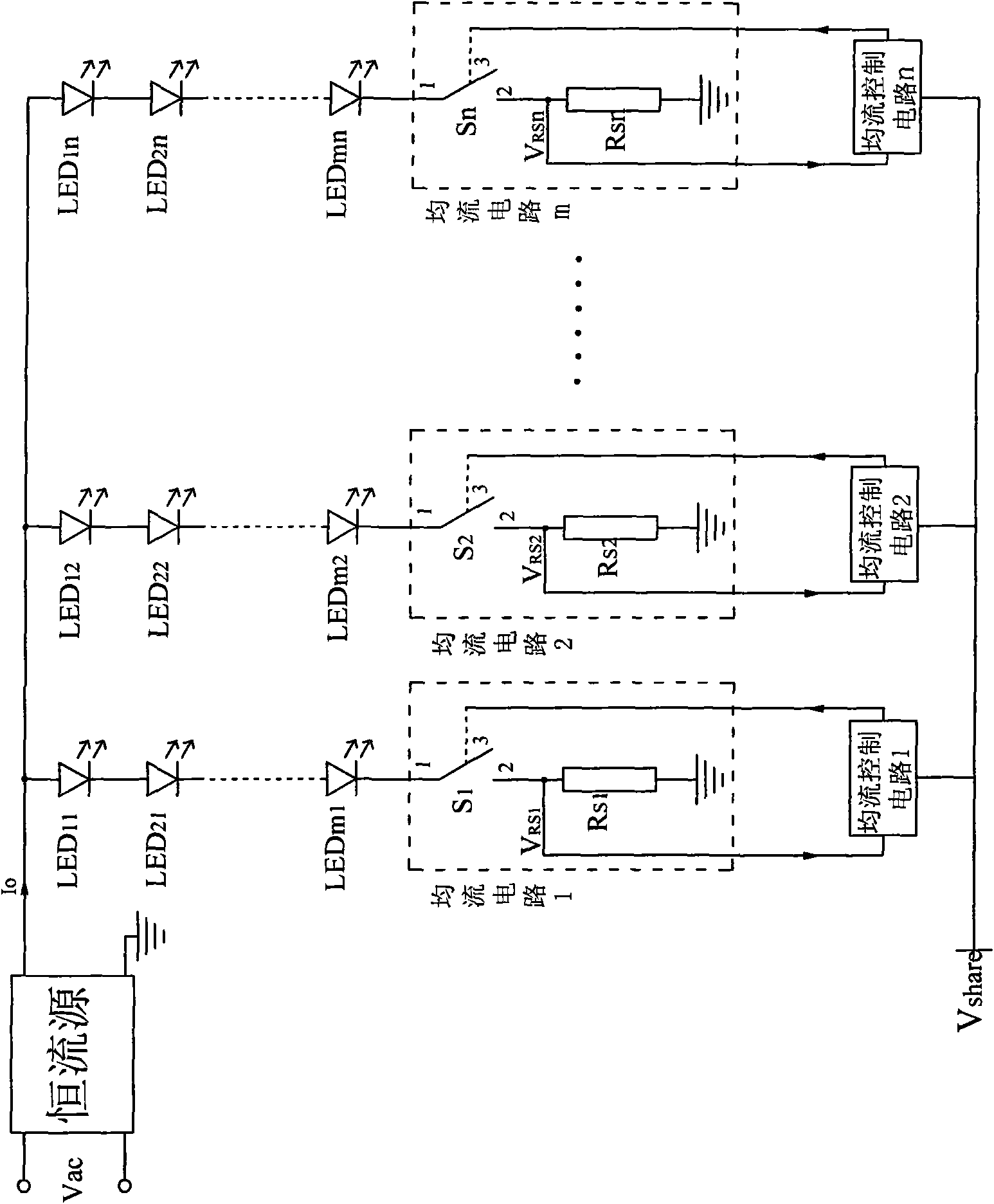 Multichannel constant-current control circuit applicable to LED driver