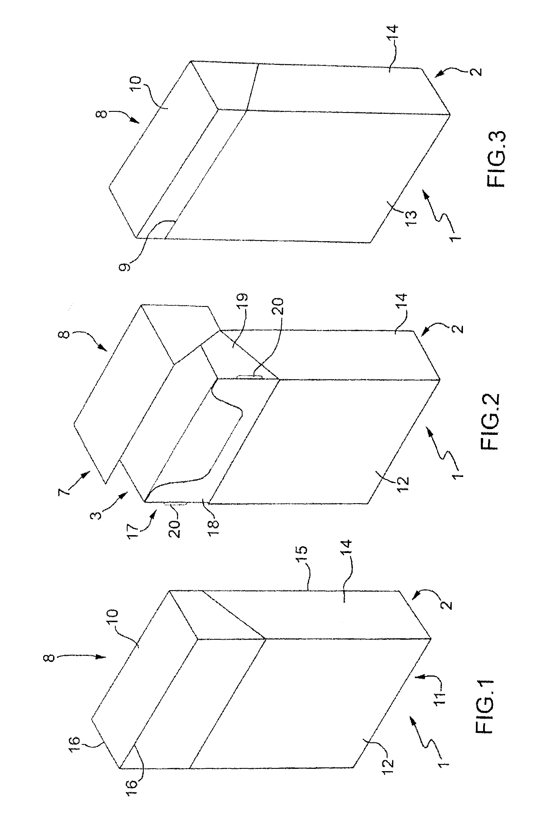 Package of cigarettes having an inner package with a stiffener