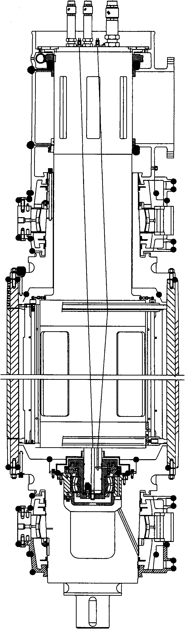 Thin oil lubrication sealing device for vacuum roller liner bearing