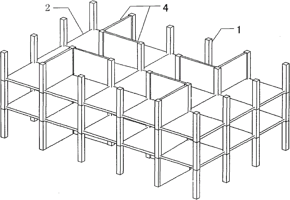 A prestressed assembled slab-column structure with steel support and its construction method