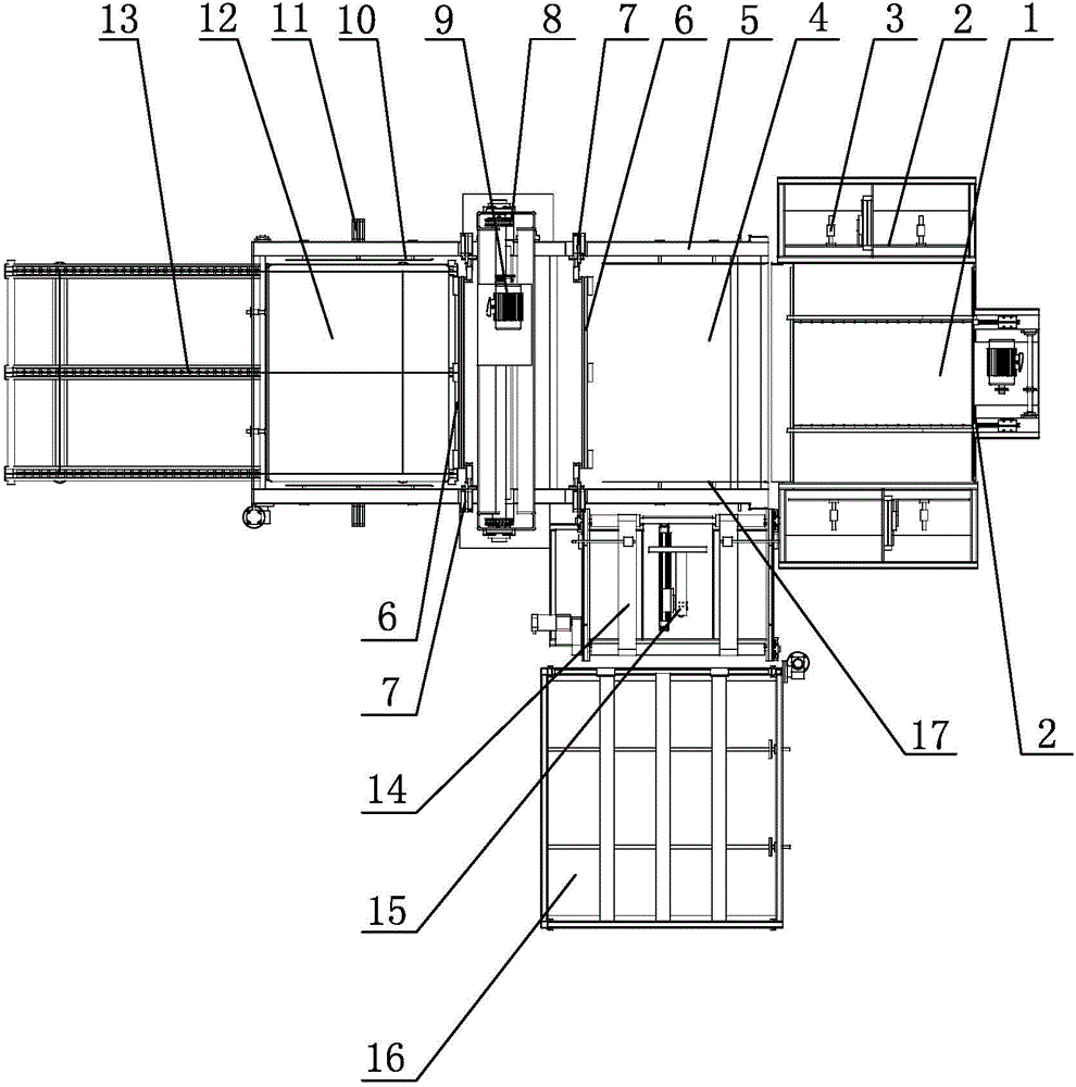 Horizontal pushing stacking system of medicinal glass bottles