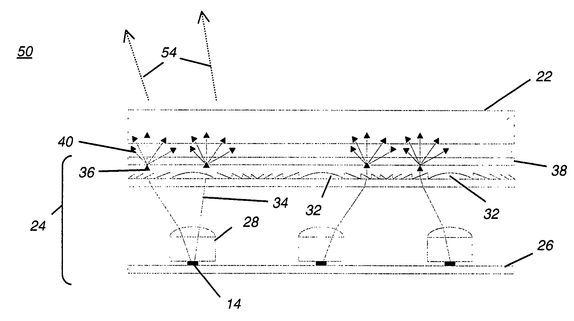 Backlight using surface-emitting light sources