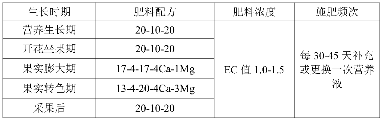 Nutrition scheme suitable for water planting of fruit-bearing trees of navel oranges