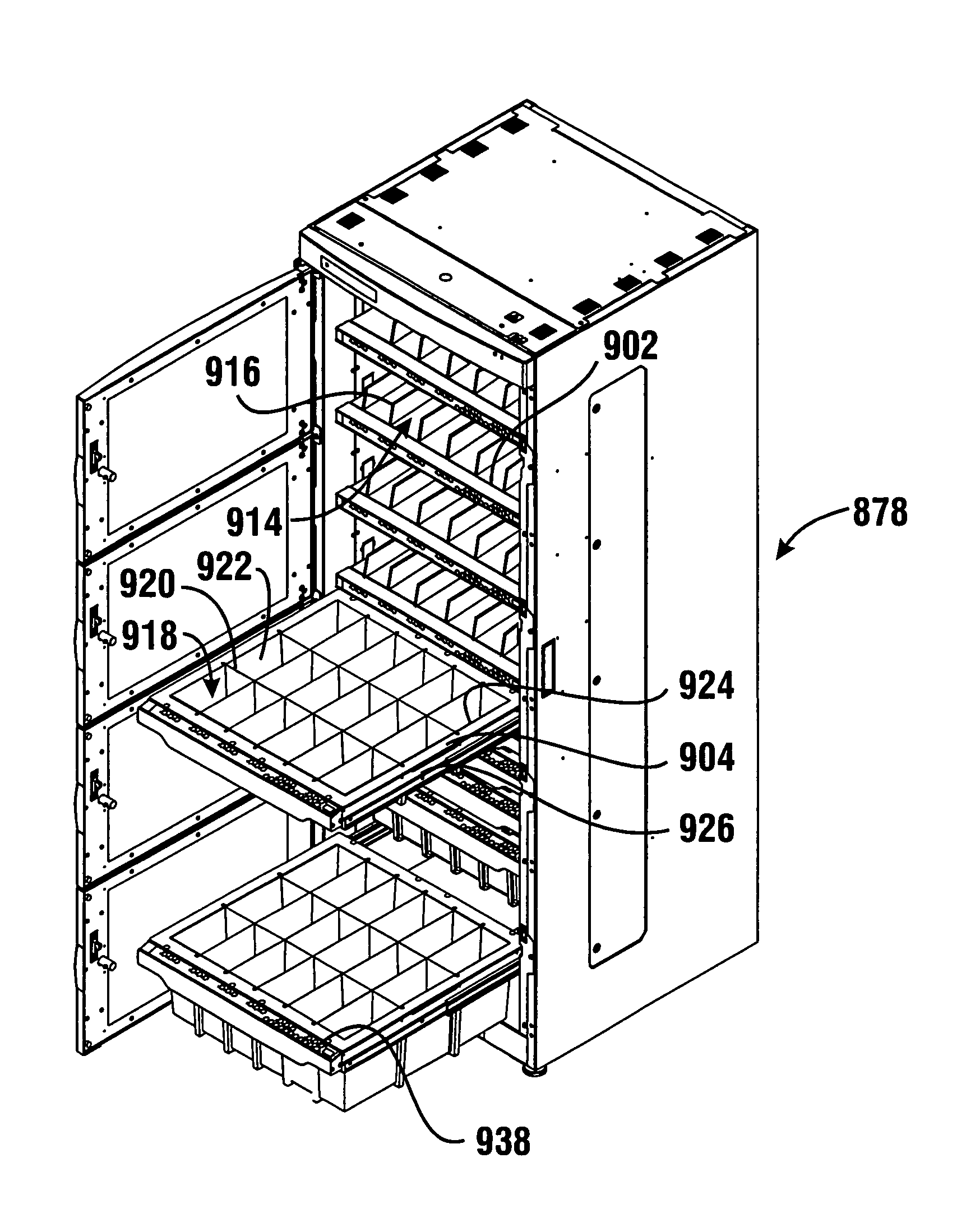 Medical item storage cabinet and method