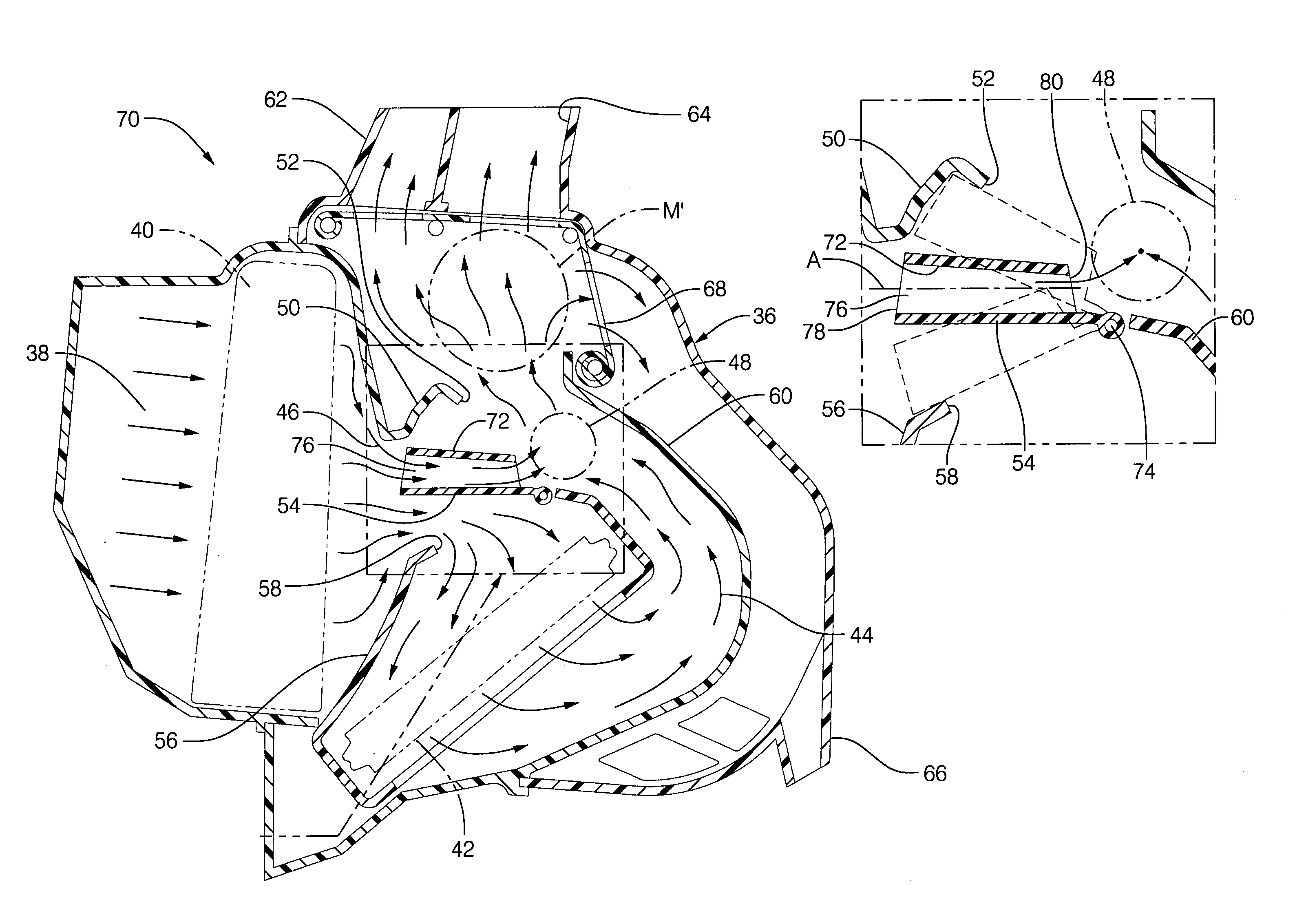 Box vane mixing element for automotive heating, ventilating and air conditioning system