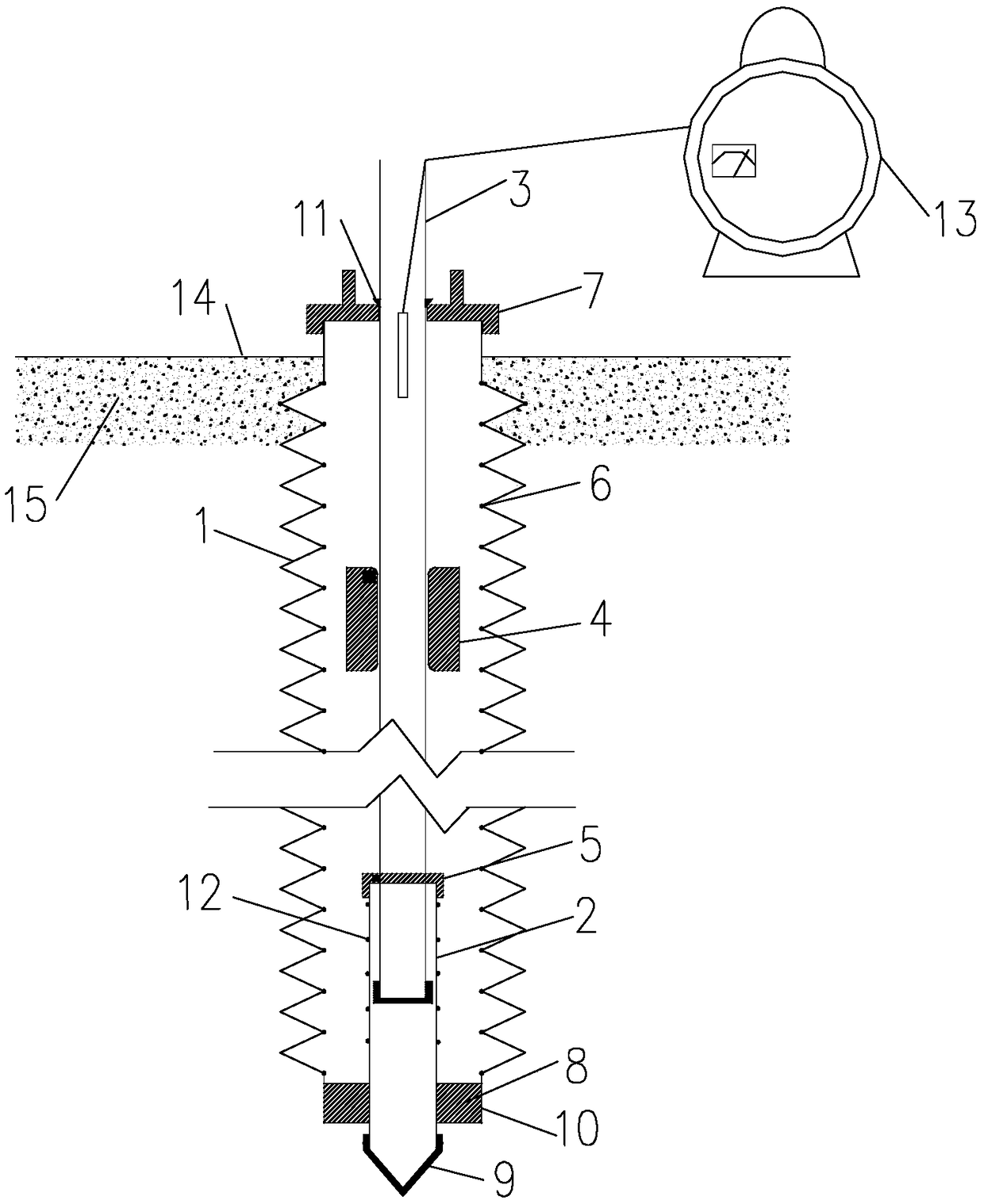 Device and method for measuring underground water LeveL by adopting opening cLosed method