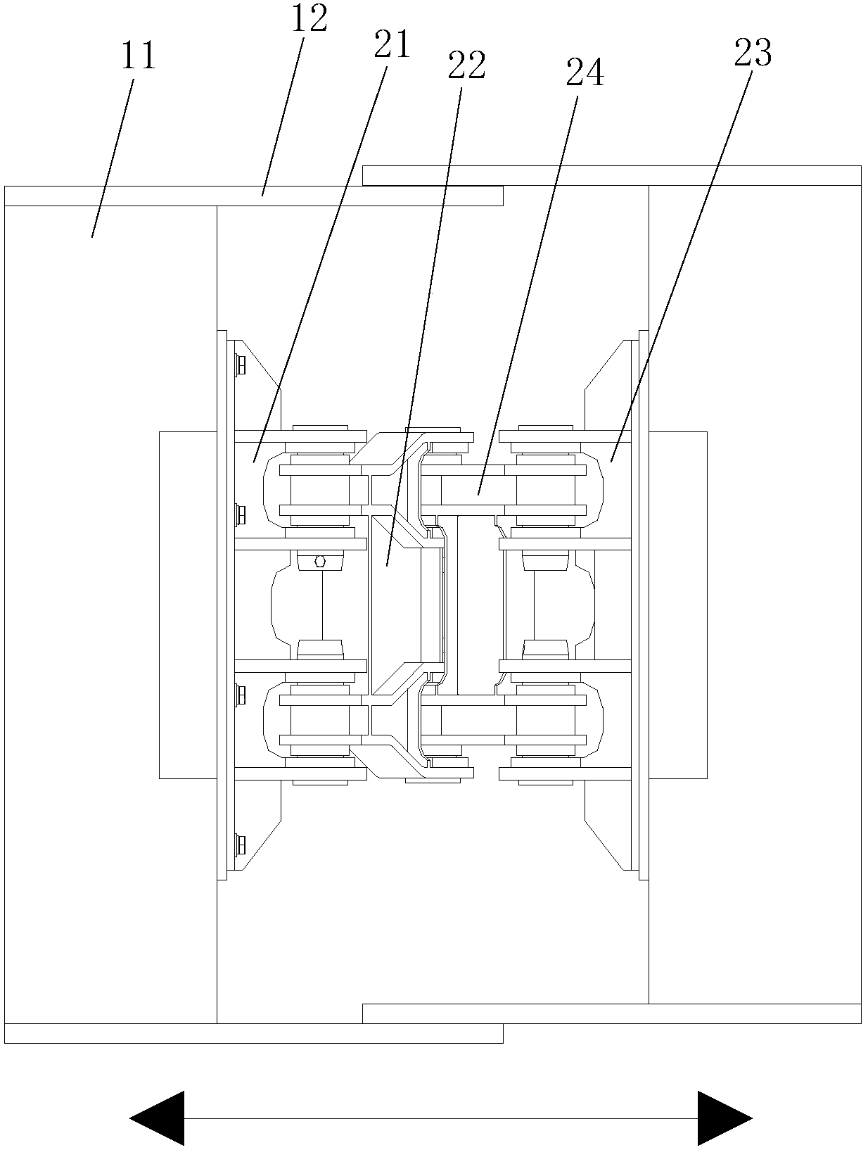 Movable supporting shield for urban pipe gallery construction and limiting hinges of shield