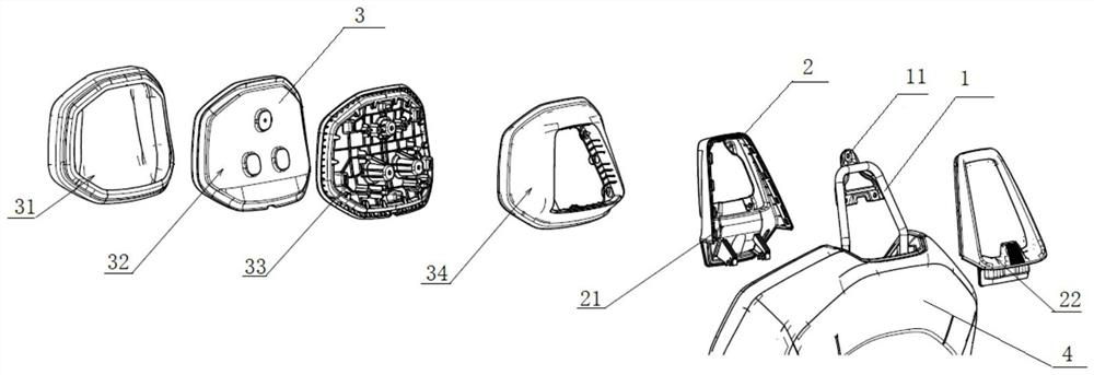 Mounting structure for automobile seat headrest