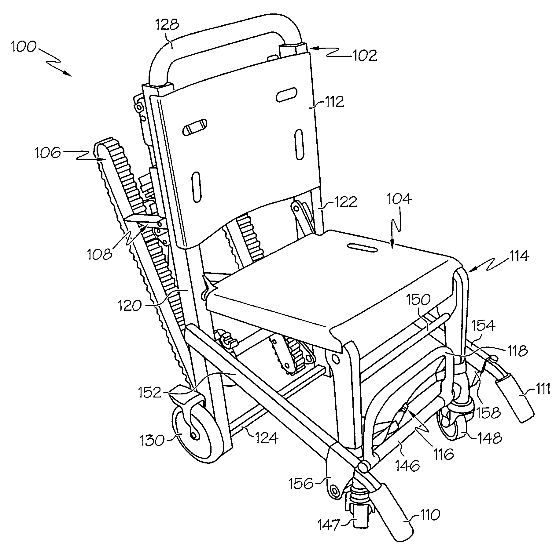 Stair chair with an adjustable glide track resistance and braking device