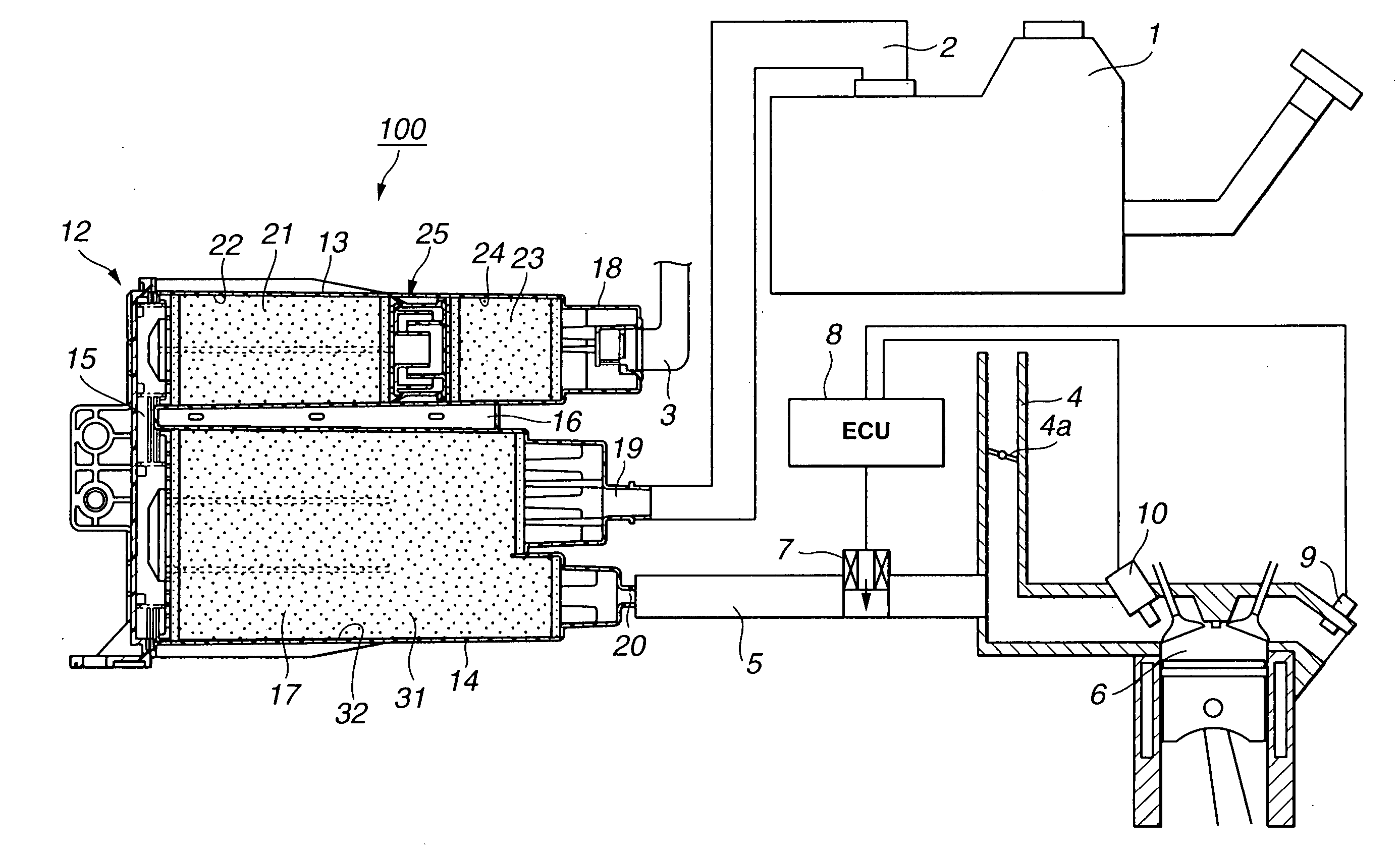 Carbon canister for use in evaporative emision control system of internal combustion engine