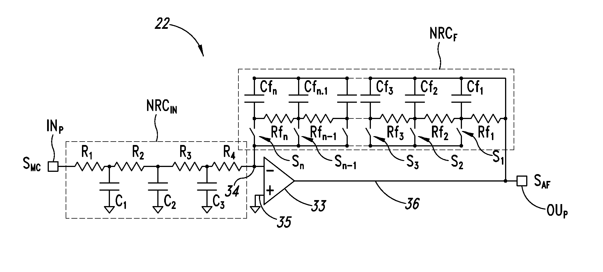 Integrated programmable gain amplifier circuit and system including the circuit