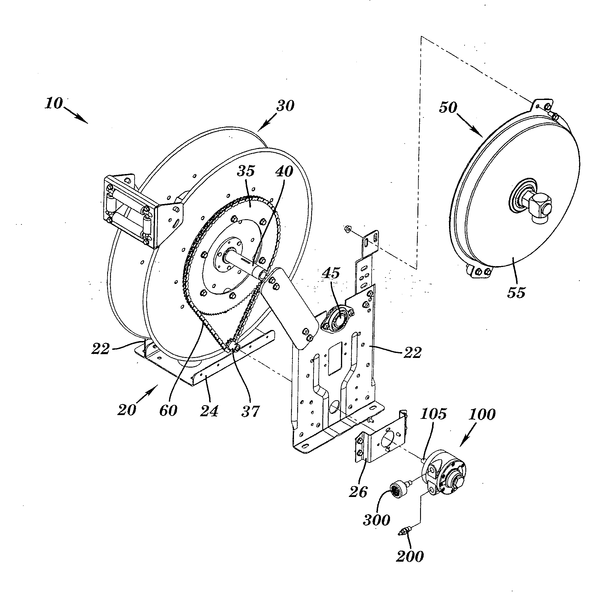 Spring retractable reel having a pneumatic retraction governor