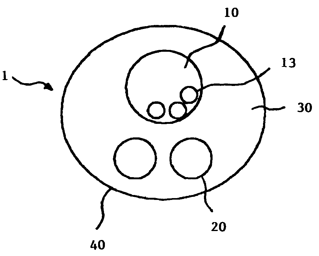 Optical fiber composite power cable having loose-tube-type optical fiber impregnated therein