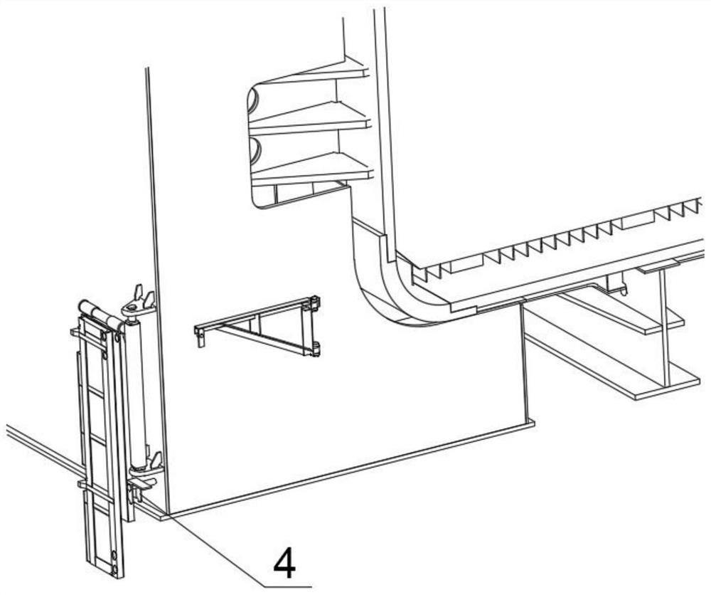 Overturning and folding working platform for maintenance of ship lift clearance sealing water stop rubber