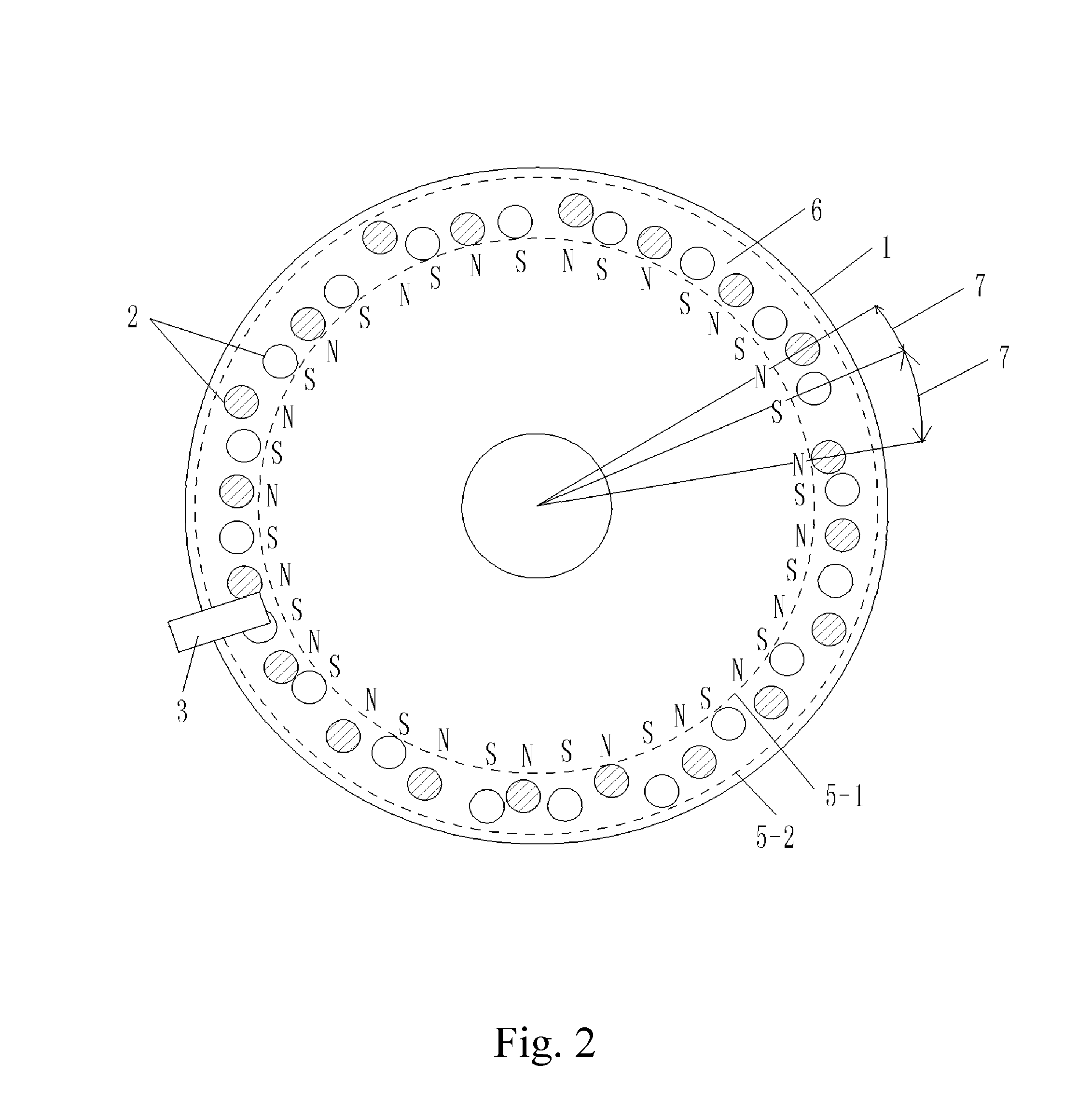 Sensor with magnetic blocks unevenly distributed in housing