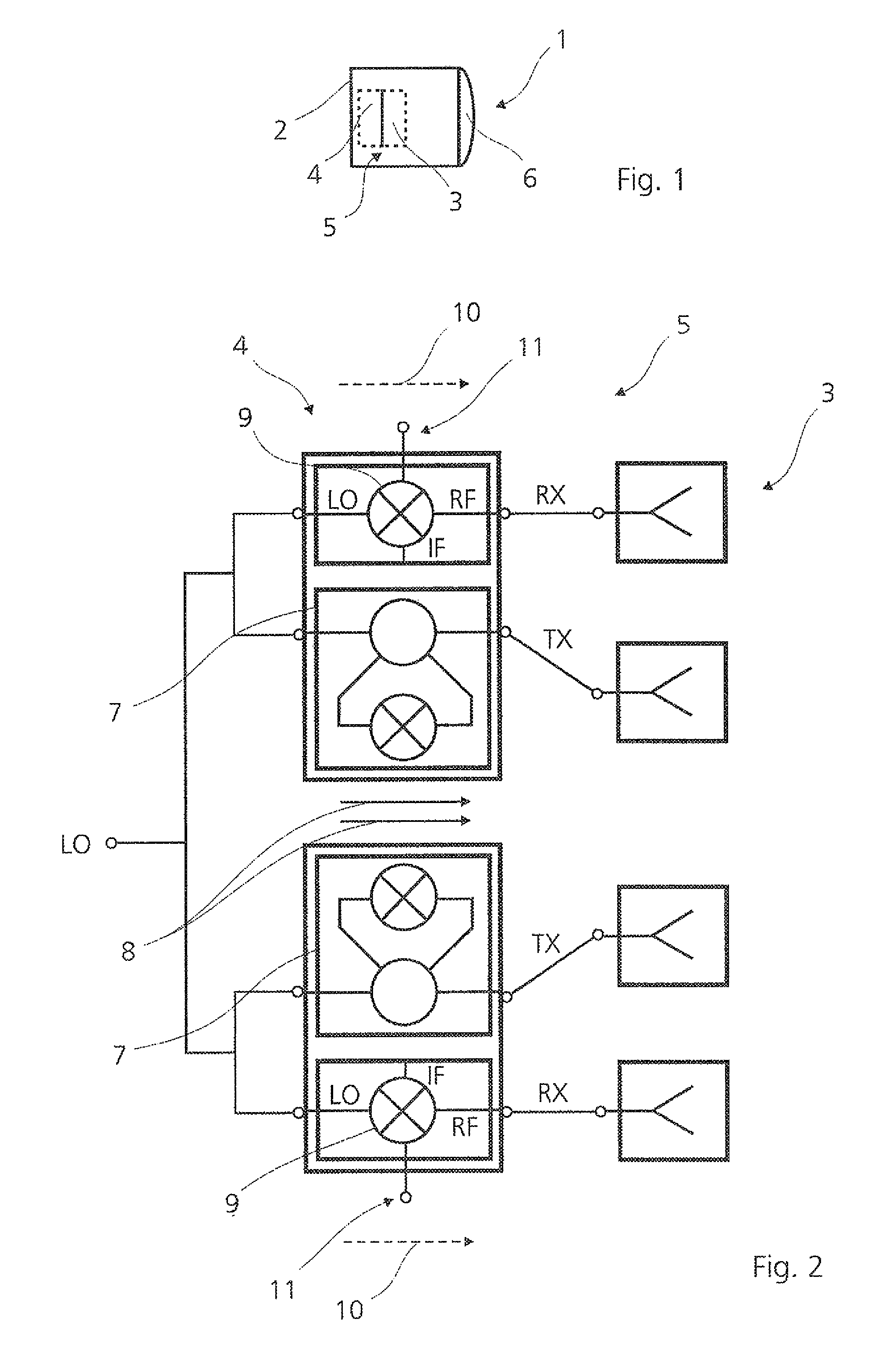 Monostatic multibeam radar sensor device for a motor vehicle