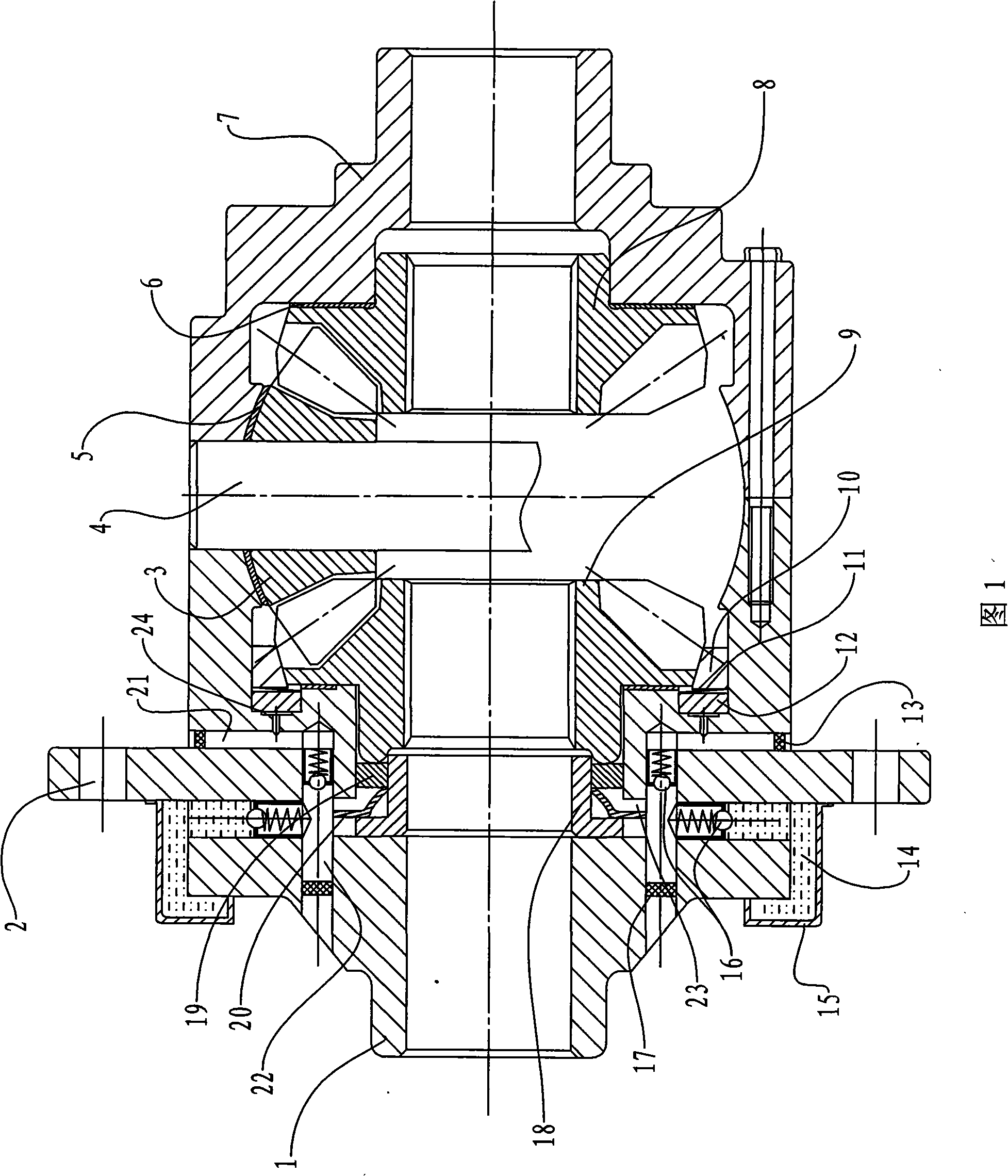 Bootstrap type hydraulic drive limiting slip differential