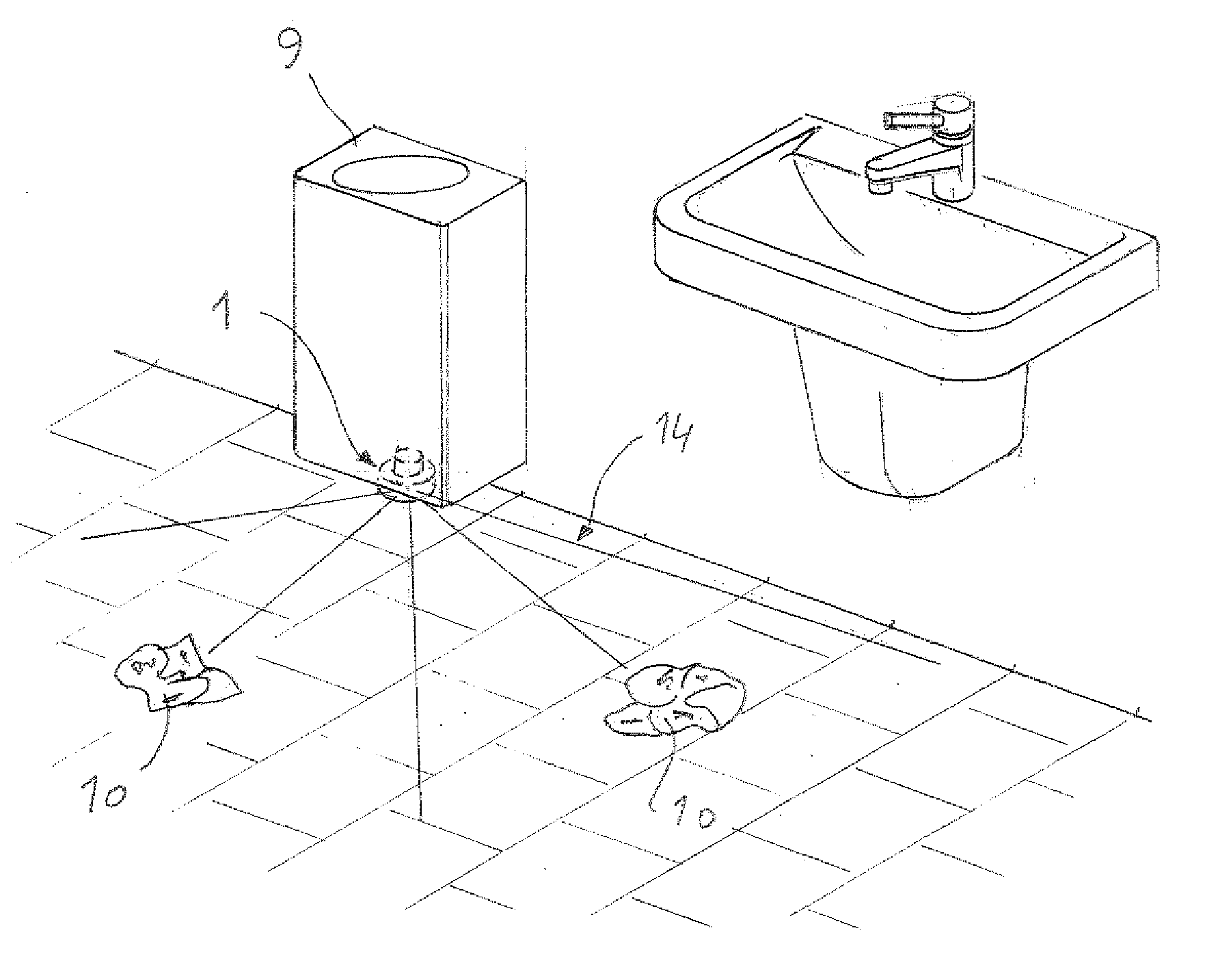 Means and method for detecting the presence of at least one object to be tidied in a washroom