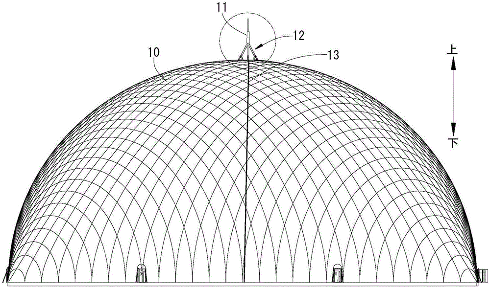 Air-supported building lightning arrester and air-supported building