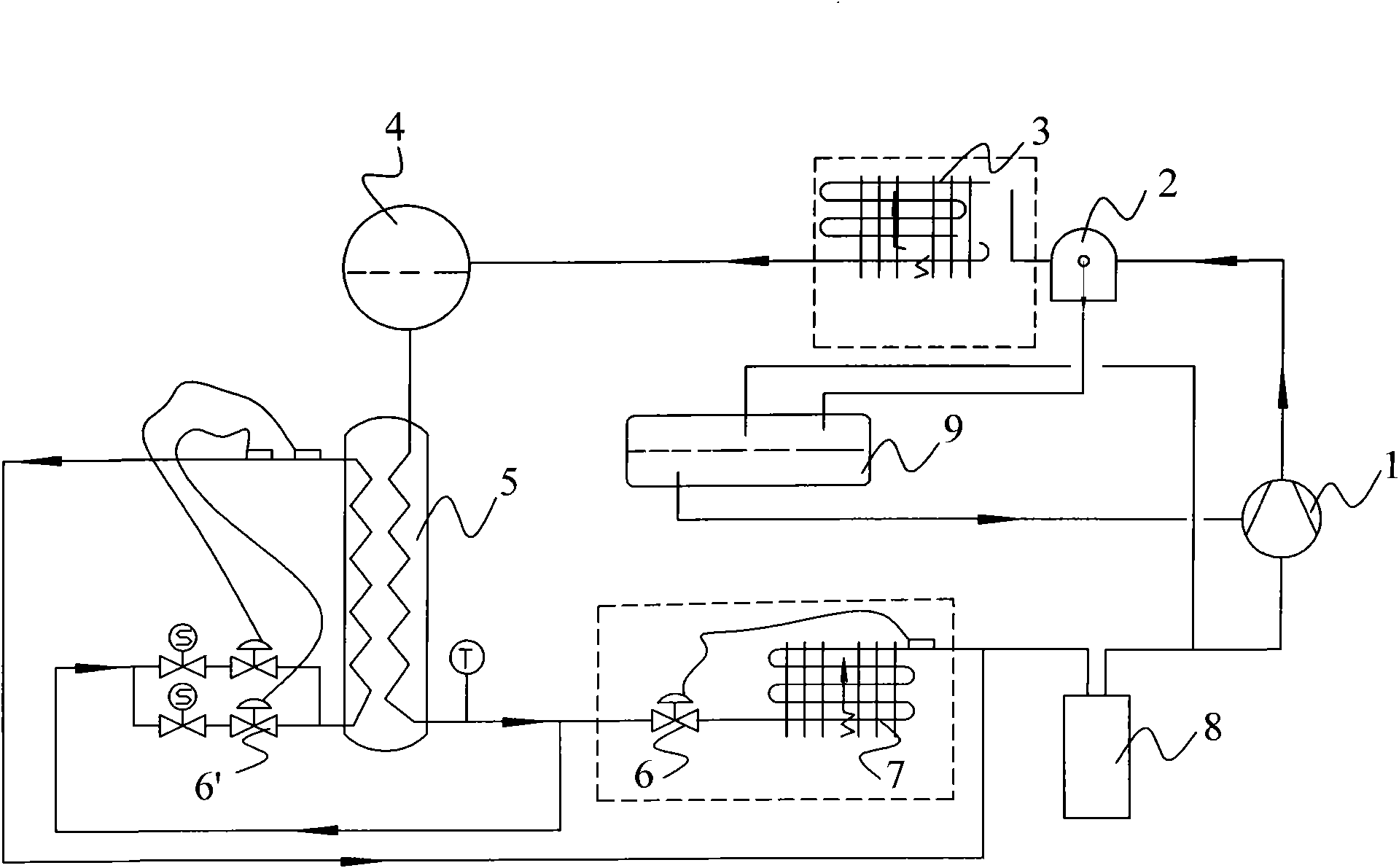 Novel energy-saving refrigerating unit and working method thereof