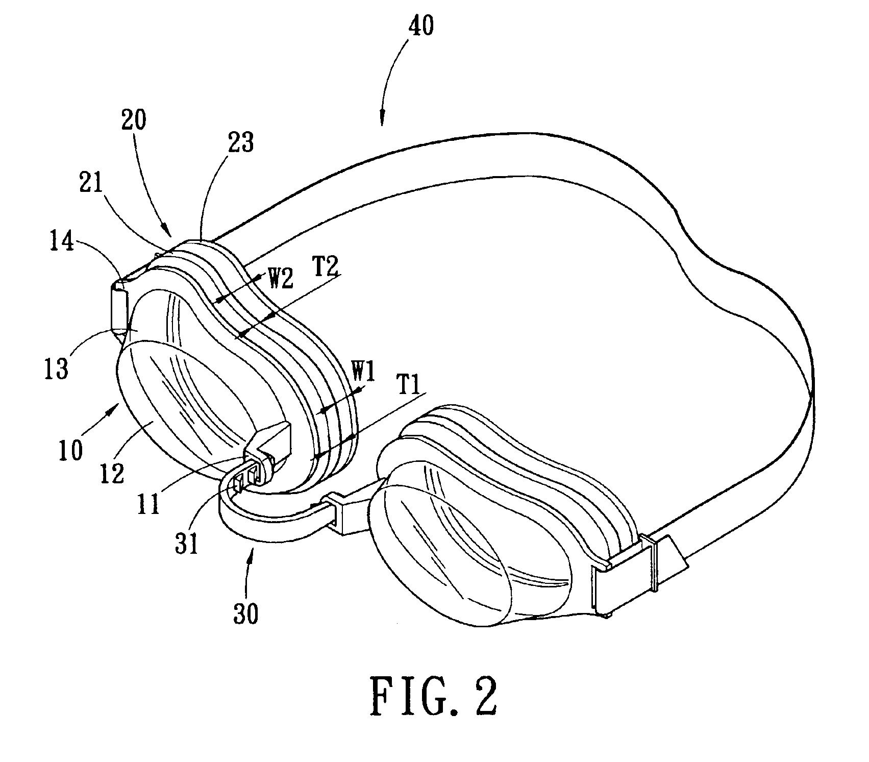 Ergonomic swimming goggles