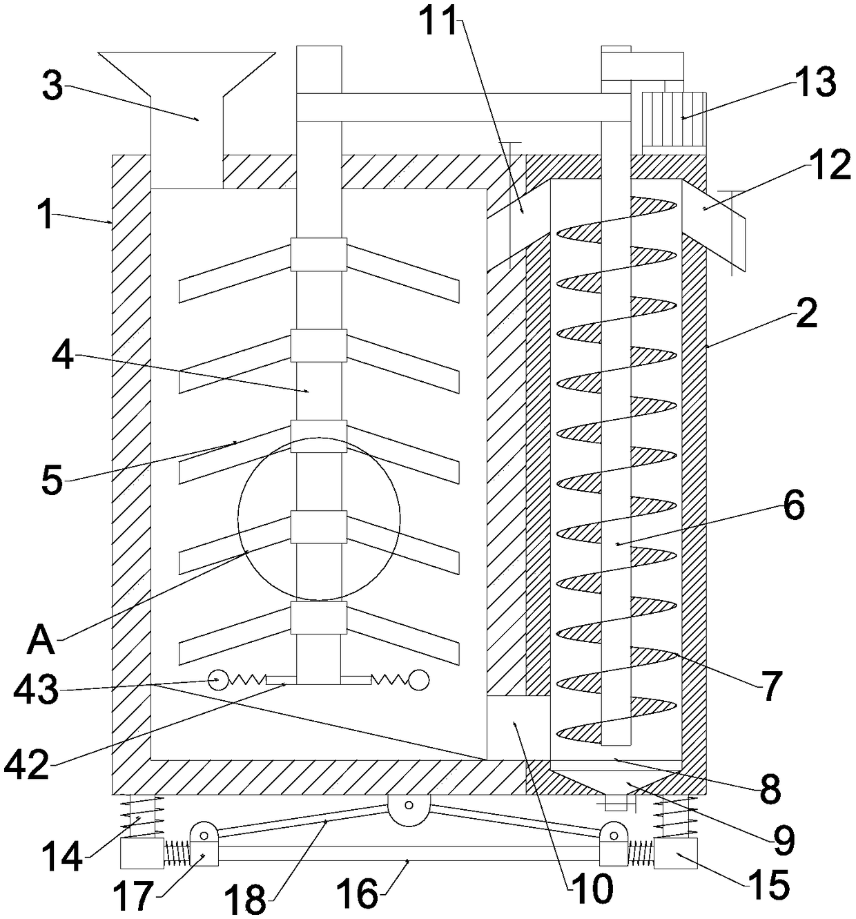 Circular-swing loosening treatment device for contaminated soil