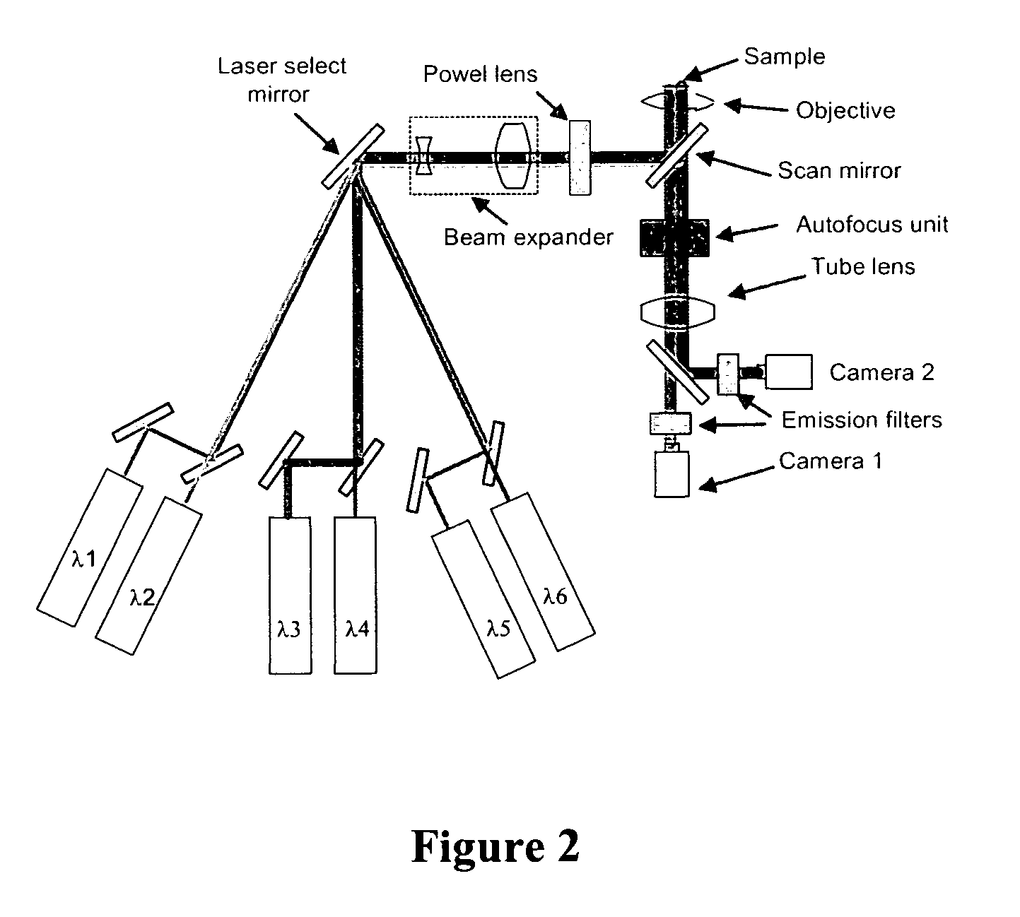 Method and apparatus for fluorescent confocal microscopy