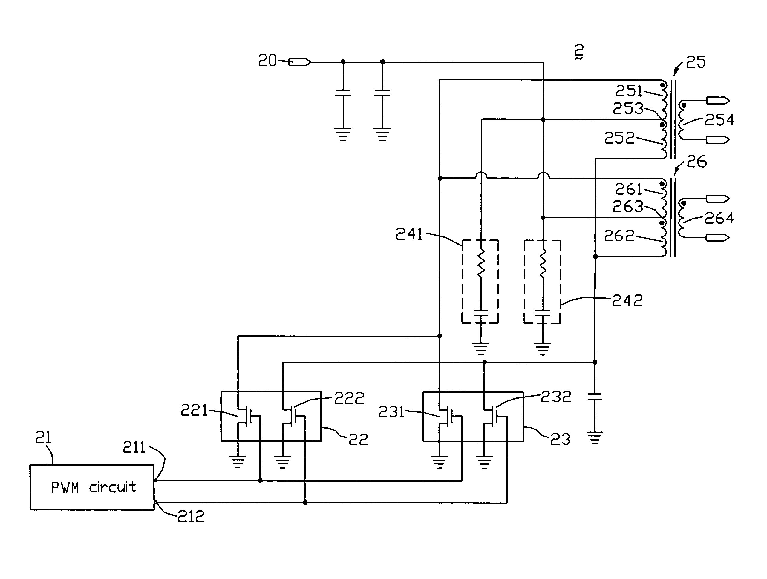 Inverter circuit with switch circuit having two transistors operating alternatively