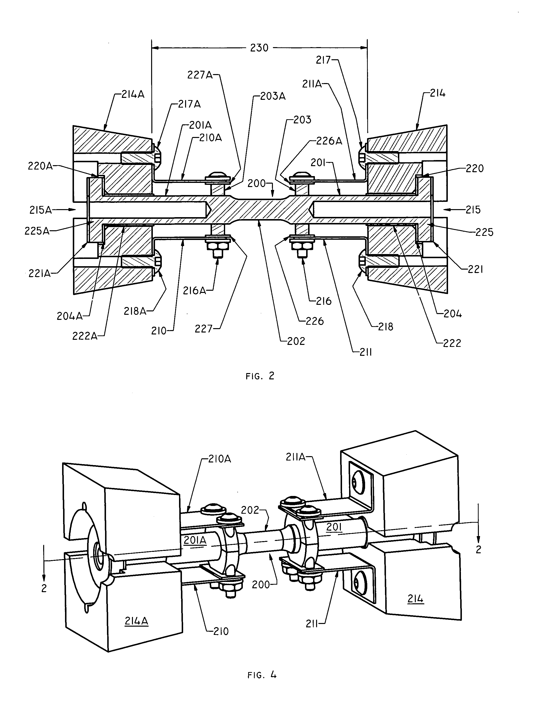 Technique for applying direct resistance heating current to a specific location in a specimen under test while substantially reducing thermal gradients in the specimen gauge length