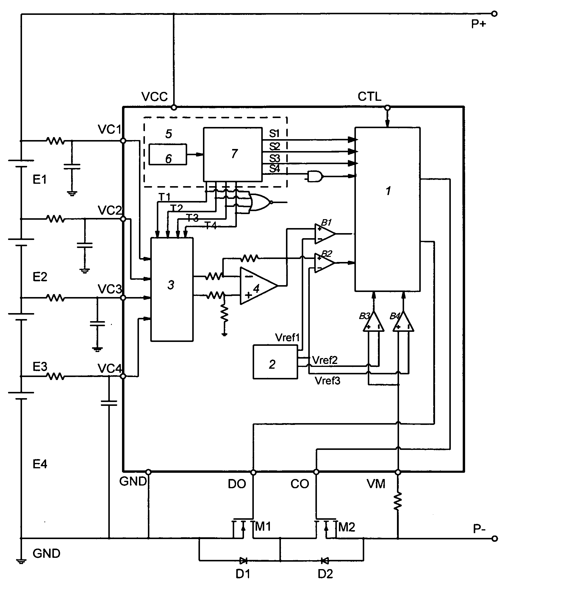 Protective circuits for secondary battery packs