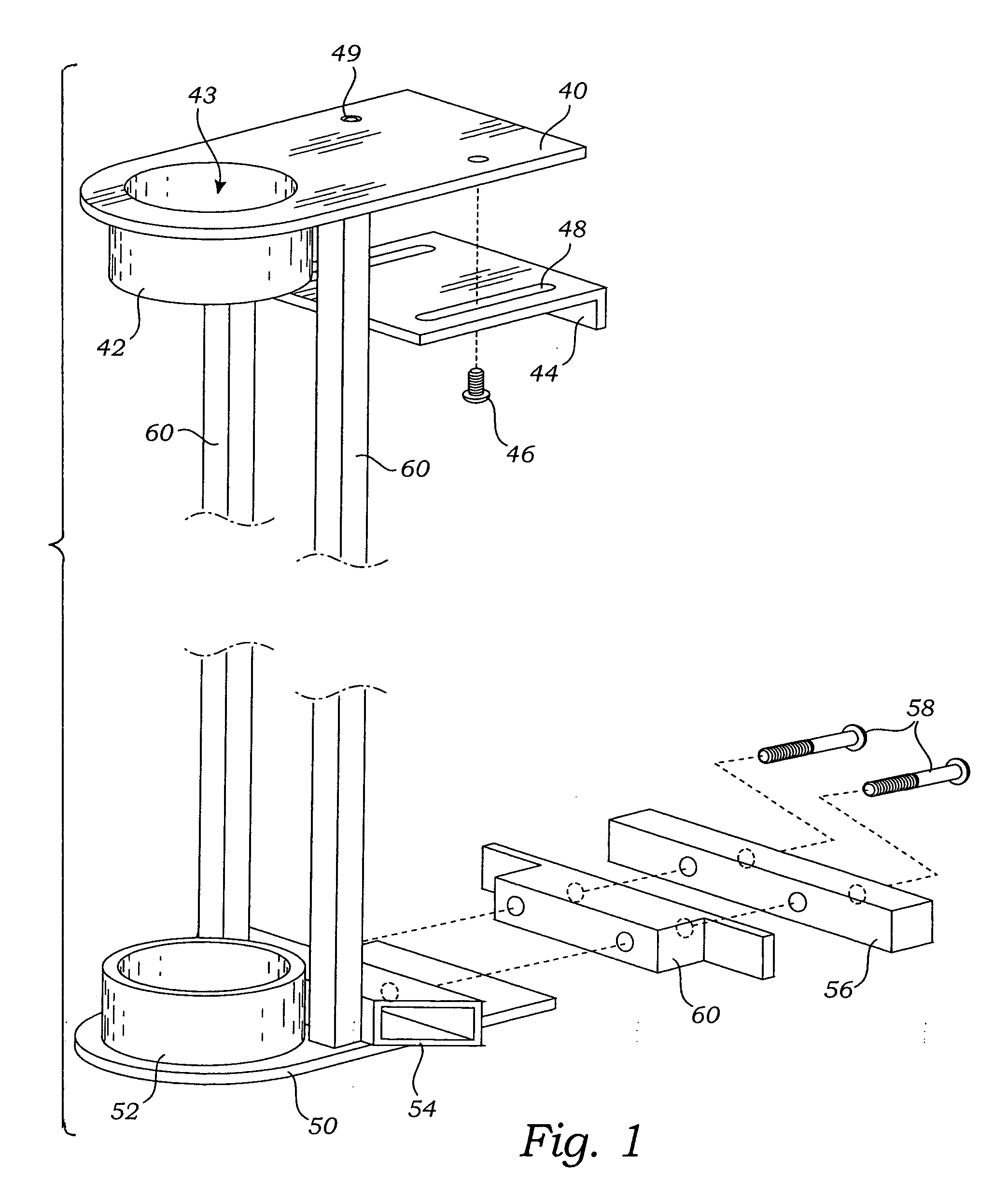 Deck rail umbrella stand