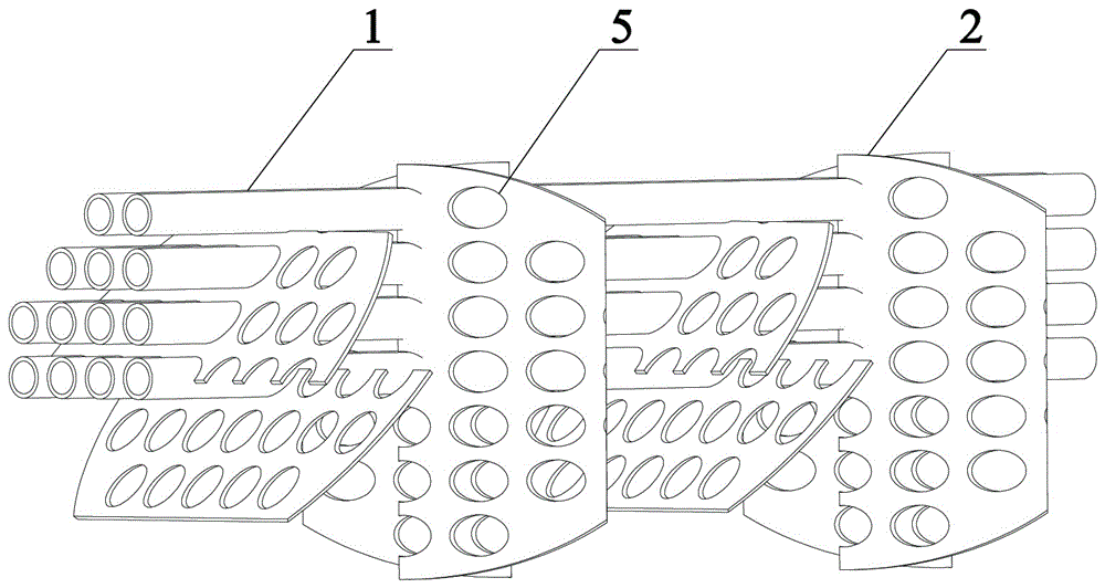 Trapezoidal tilted baffle plate shell and tube type heat exchanger