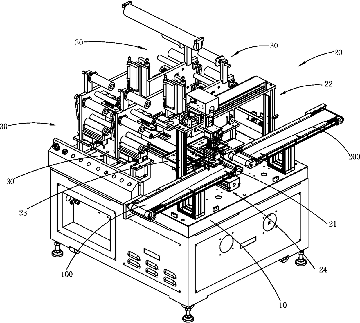 A mobile phone case accessories labeling machine