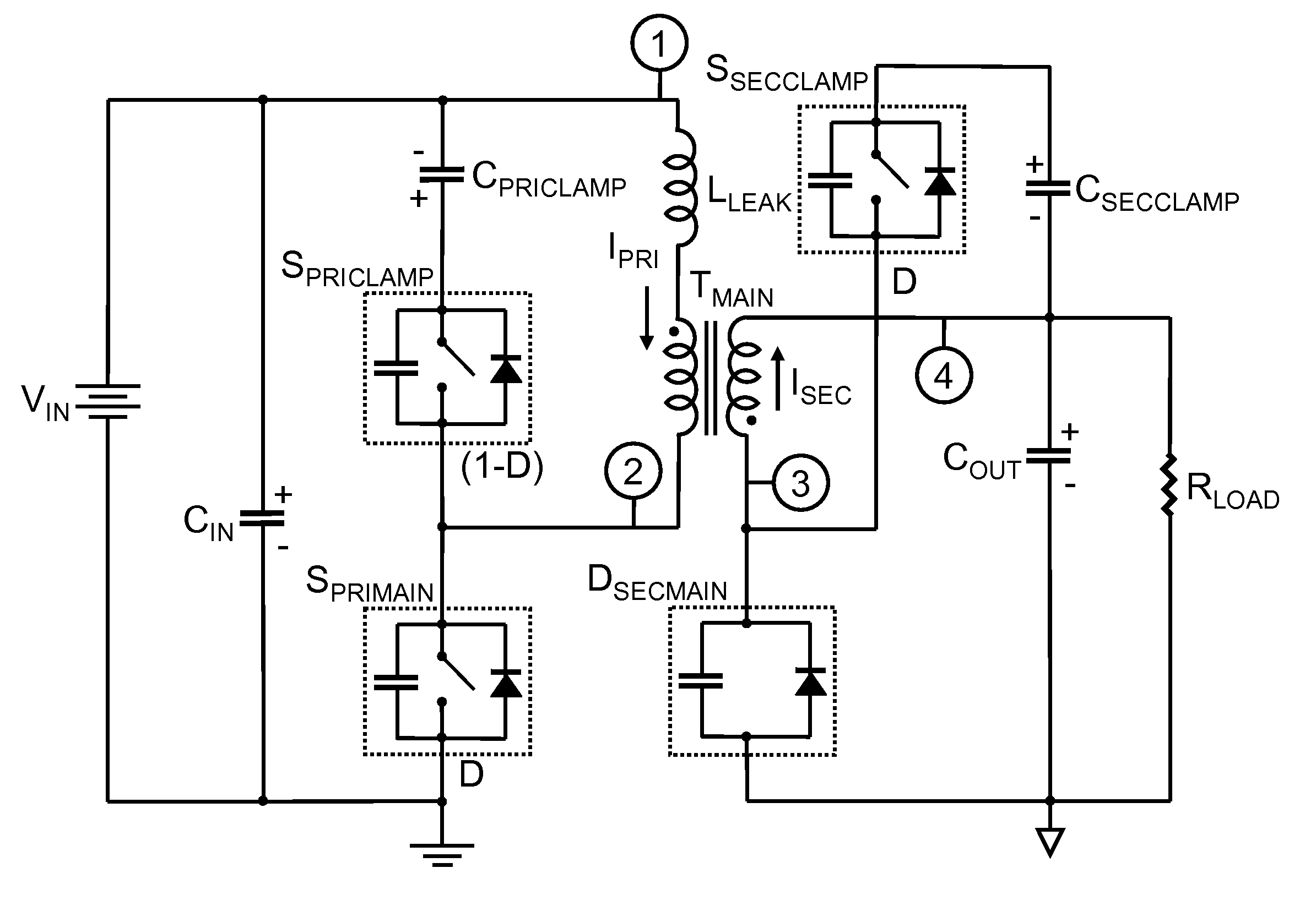 Fully clamped coupled inductors in power conversion circuits