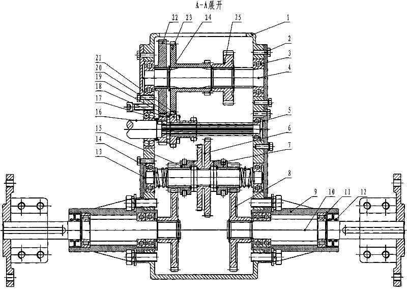 Minitype tiller gearbox