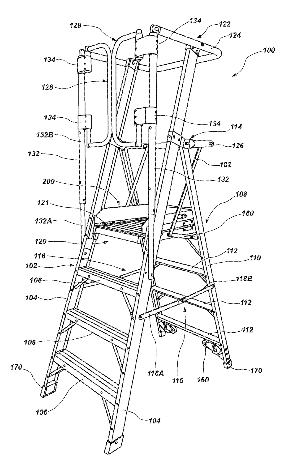 Elevated working platform and related methods