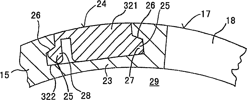 Reinforced embedded member for suction channel of fiber accumulation device